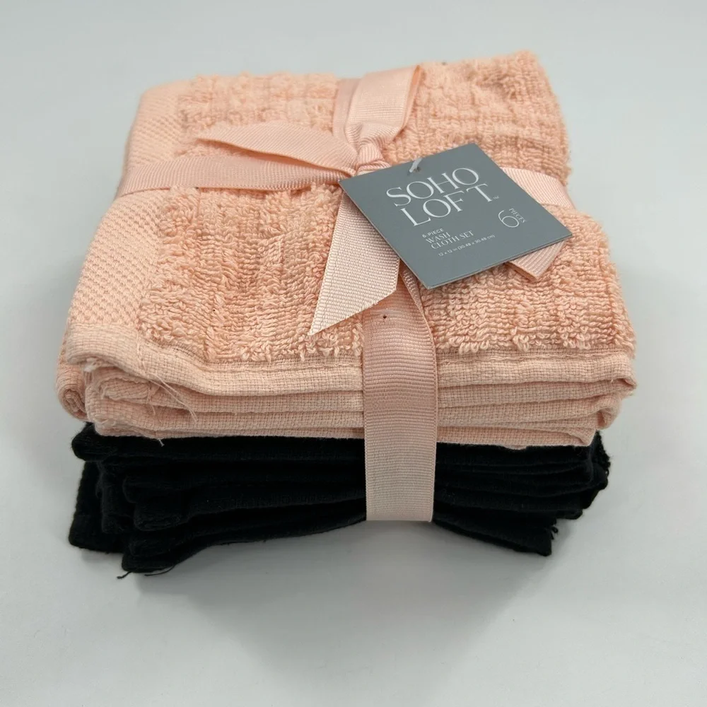 Soho Loft Pink and Black washcloth Set